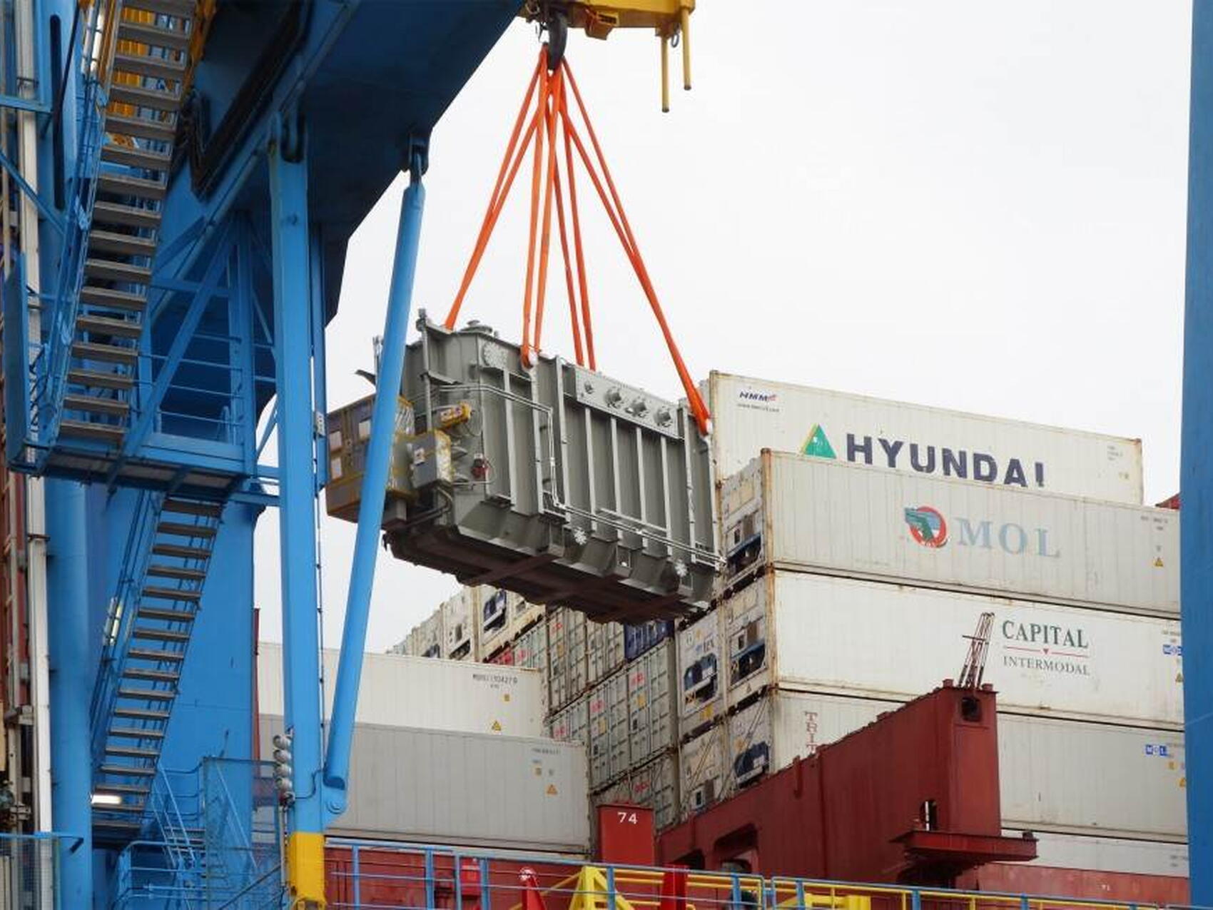Second of four transformers unloaded after sea journey
